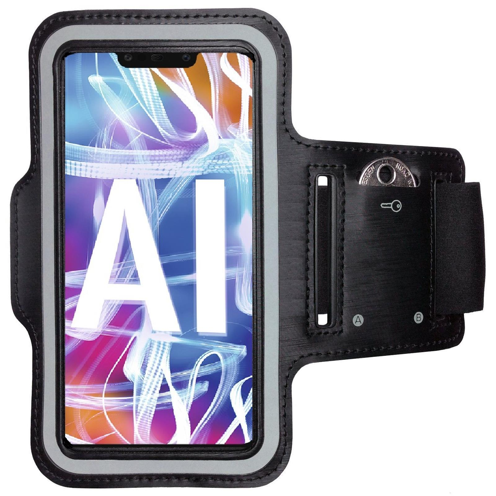 Ein schwarzer Telefon-Armband mit einem Telefon darin. Das Telefon zeigt das Wort KI.