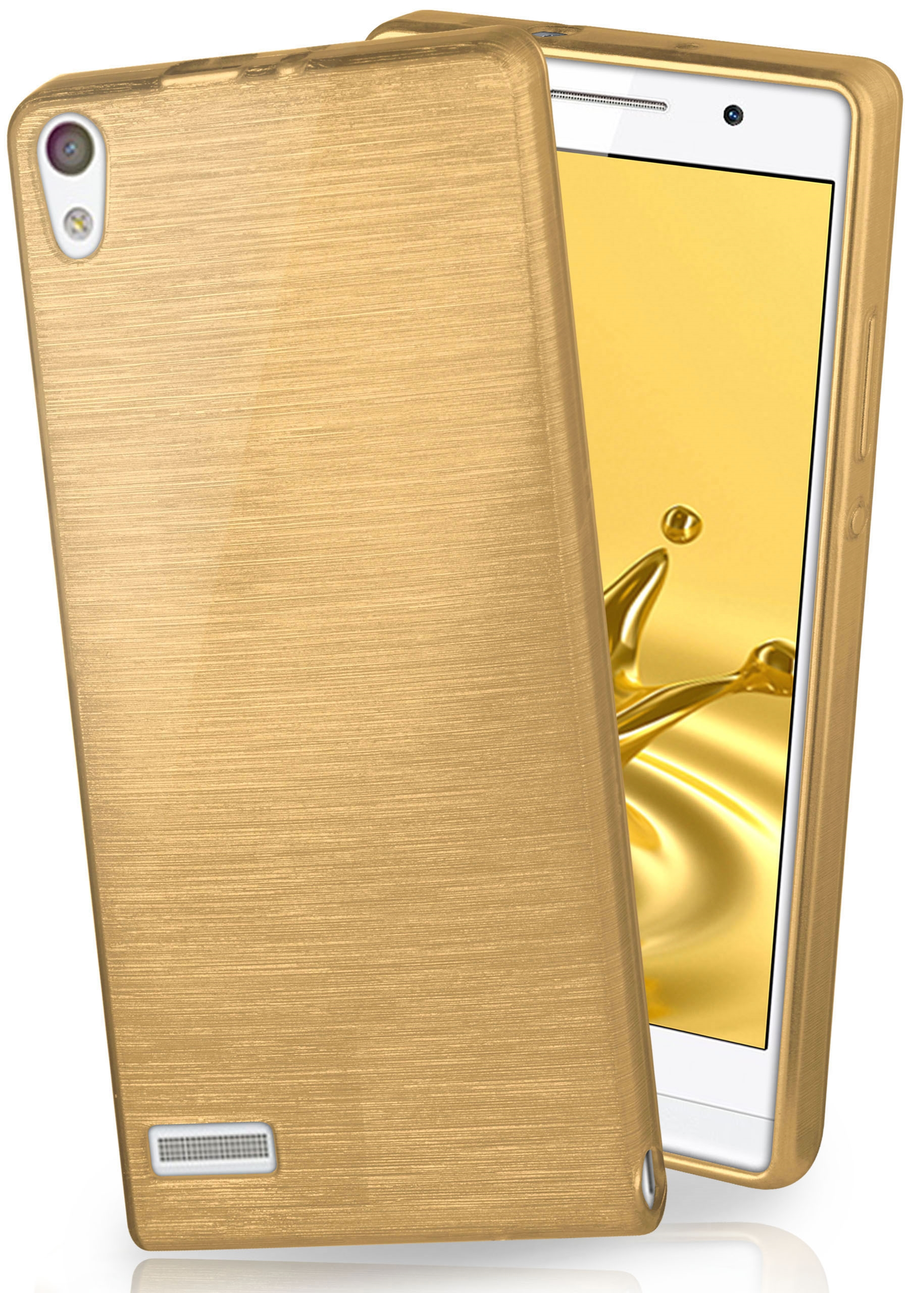 MOEX Brushed Case, Backcover, P6, Ascend Huawei, Ivory-Gold