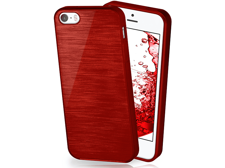Brushed iPhone 5 / Apple, / MOEX 5s (2016), Crimson-Red SE Backcover, Case,