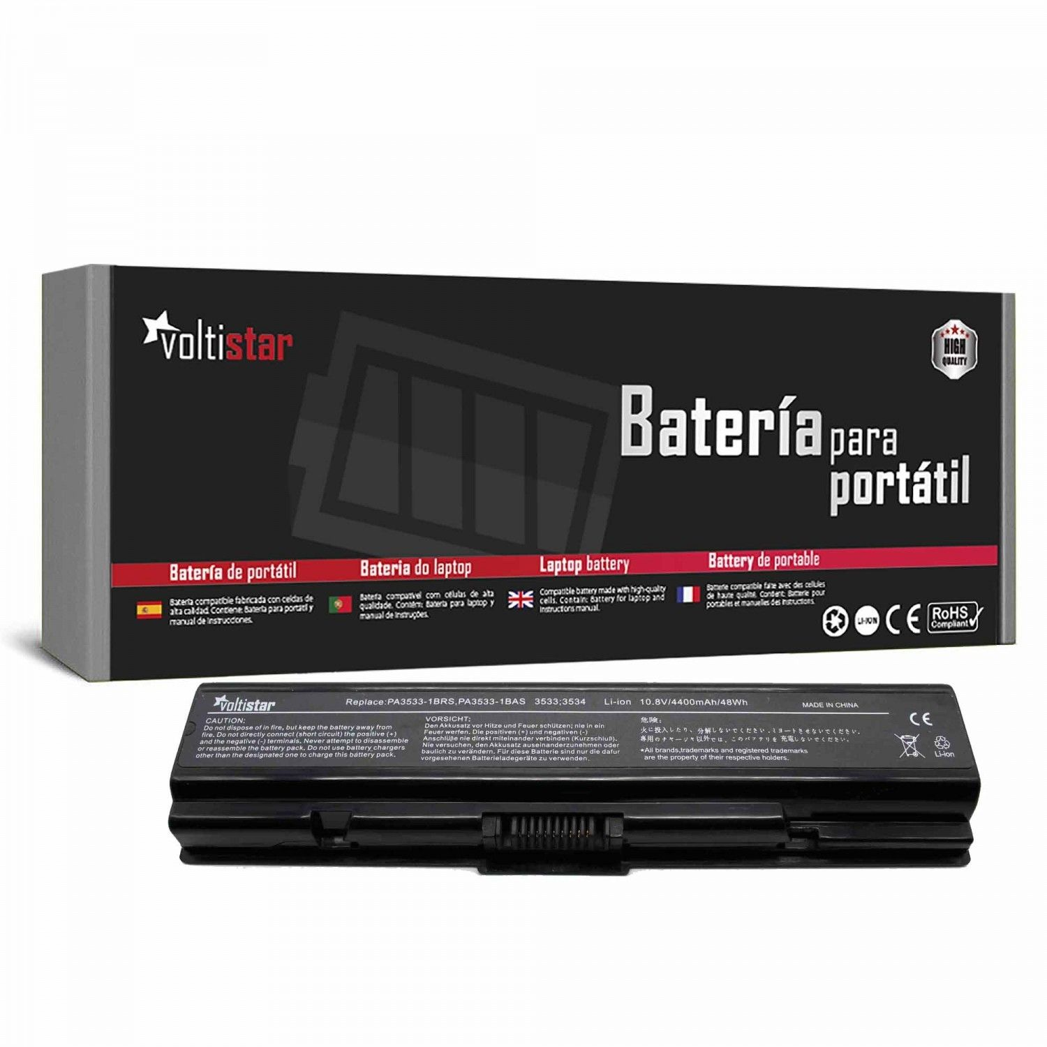 Batería para portátil - VOLTISTAR Batería Para Portátil Toshiba Satellite Pa3534 Pa3534-1brs Pa3534-1bas