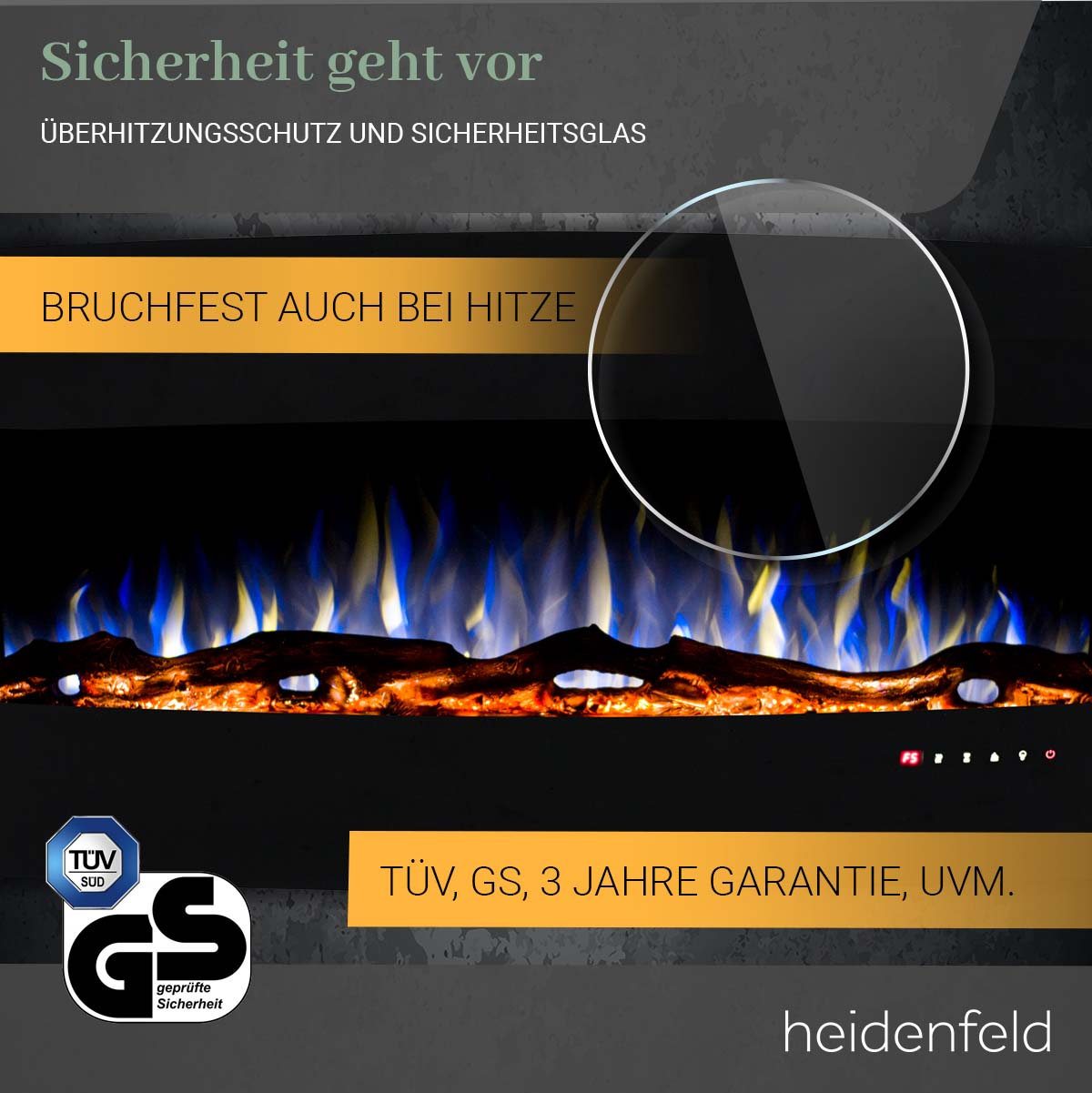 (1500 Watt) Elektrokamin HEIDENFELD HF-WK400
