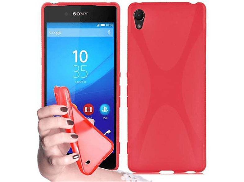 Schutzhülle, PLUS INFERNO ROT / Backcover, Z3 Z4, TPU CADORABO Xperia Sony, X-Line