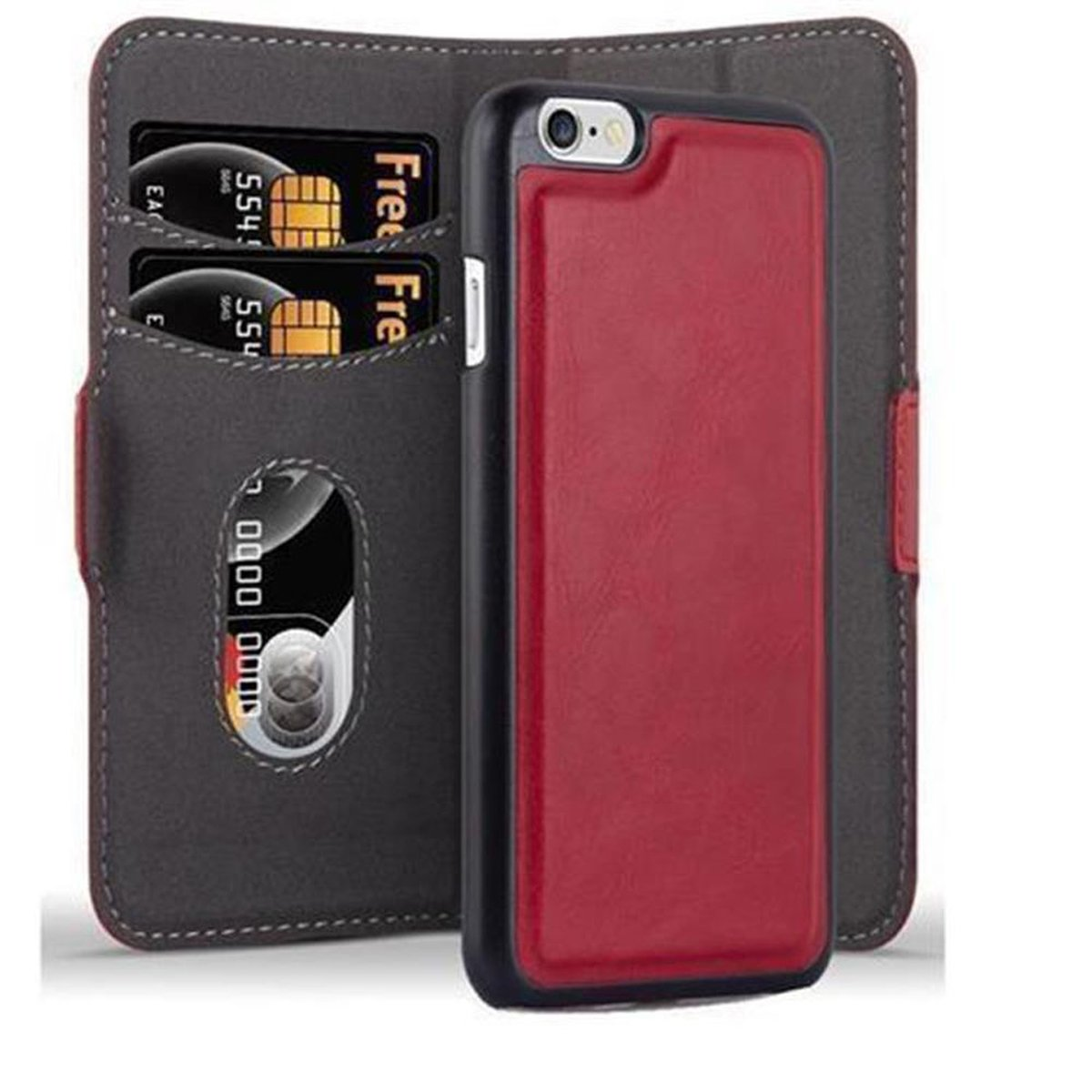 CADORABO Book 2-in-1 Design Hülle, Bookcover, iPhone 6 GRANATAPFEL / 6S, ROT Apple