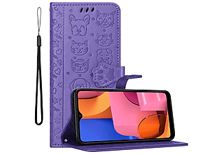 carcasa de móvil  - Funda libro para Móvil - Carcasa protección resistente de estilo libro CADORABO, Samsung, Galaxy A20s, shiny púrpura