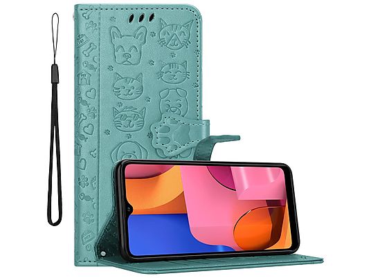 Funda - CADORABO Funda motivo perros y gatos, Compatible con Samsung Galaxy A20s, SHINY VERDE