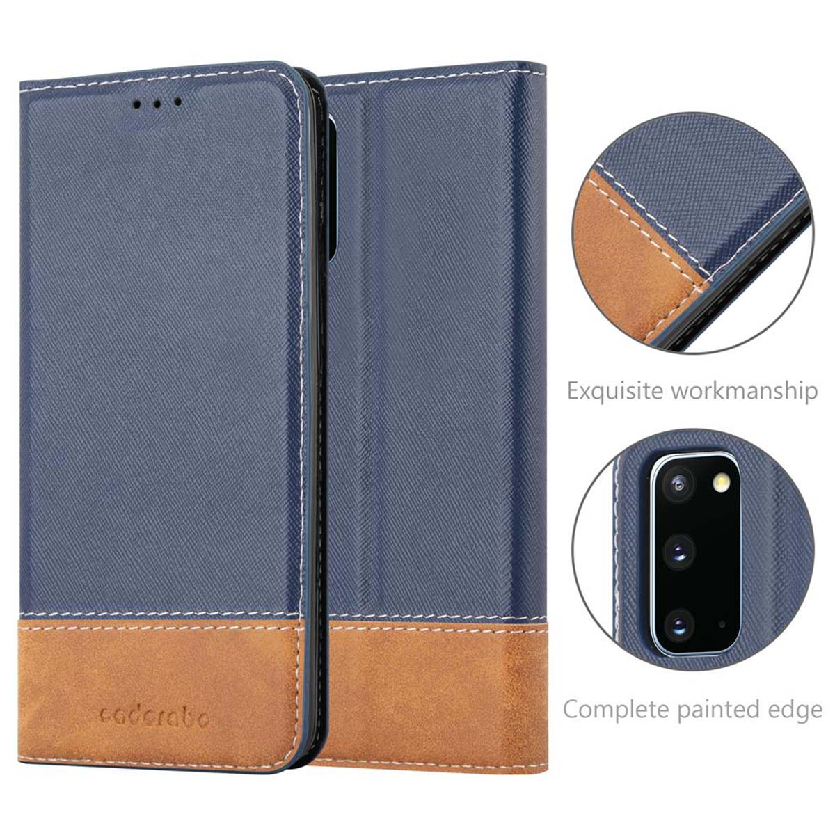 BLAU CADORABO Bookcover, S20, BRAUN Galaxy Kunstleder Hülle, DUNKEL Samsung,