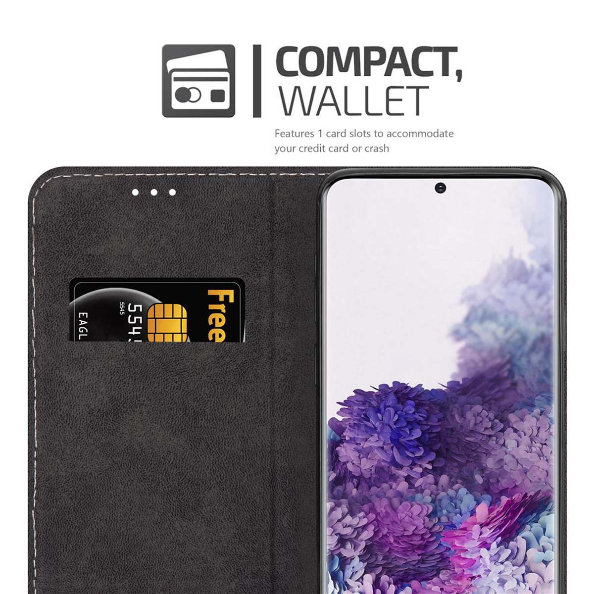 CADORABO Kunstleder Hülle, Bookcover, S20 PLUS, Samsung, Galaxy SCHWARZ BRAUN