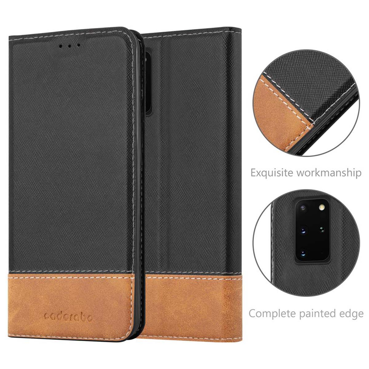 Bookcover, S20 Galaxy PLUS, SCHWARZ CADORABO Samsung, BRAUN Kunstleder Hülle,