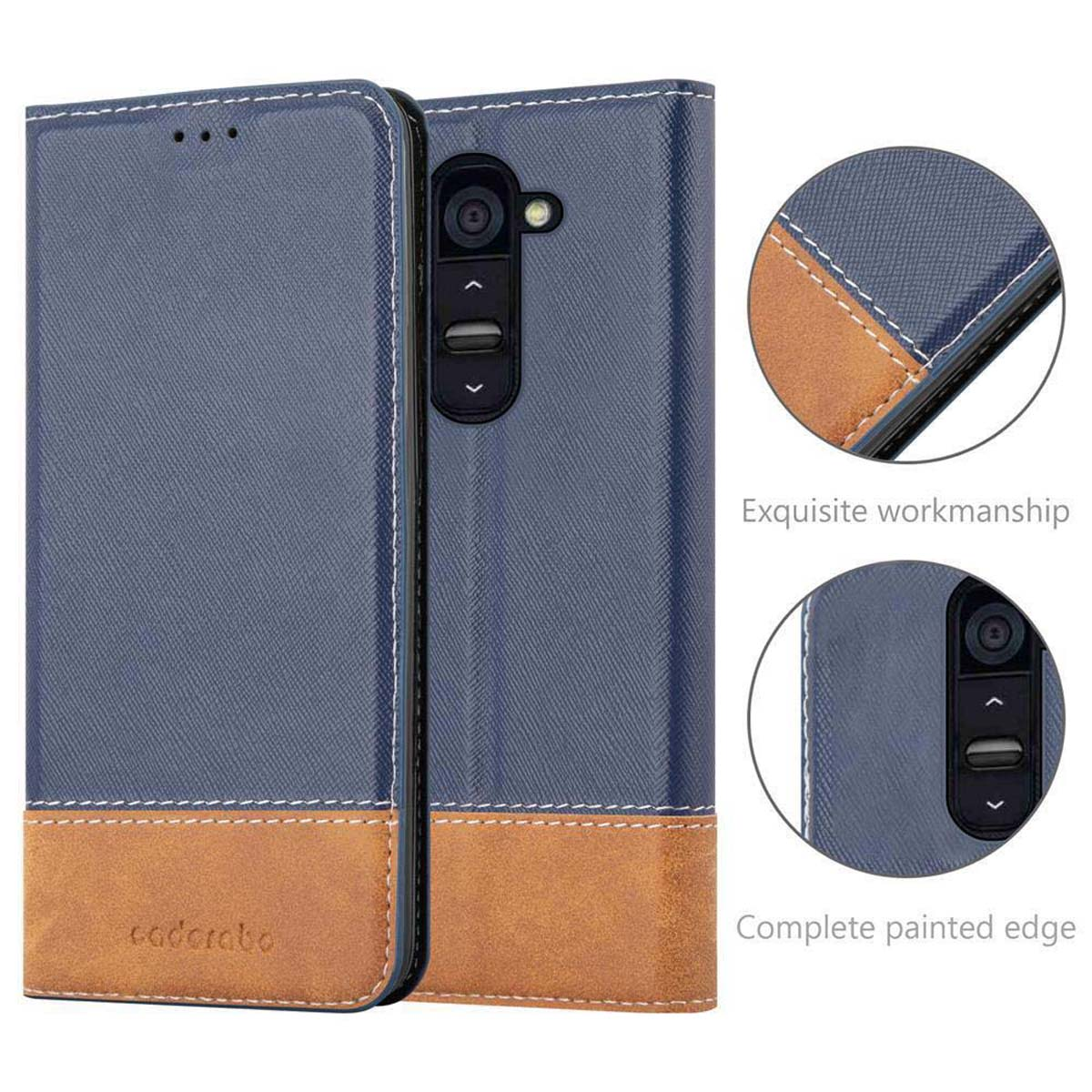 Blau-braune Handyhülle mit Telefon, zeigt exquisite Verarbeitung.