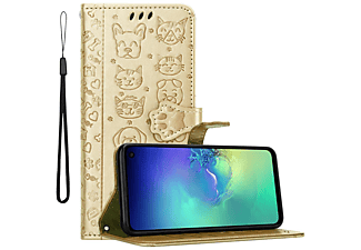 carcasa de móvil  - Funda libro para Móvil - Carcasa protección resistente de estilo libro CADORABO, Samsung, Galaxy S10e, shiny oro