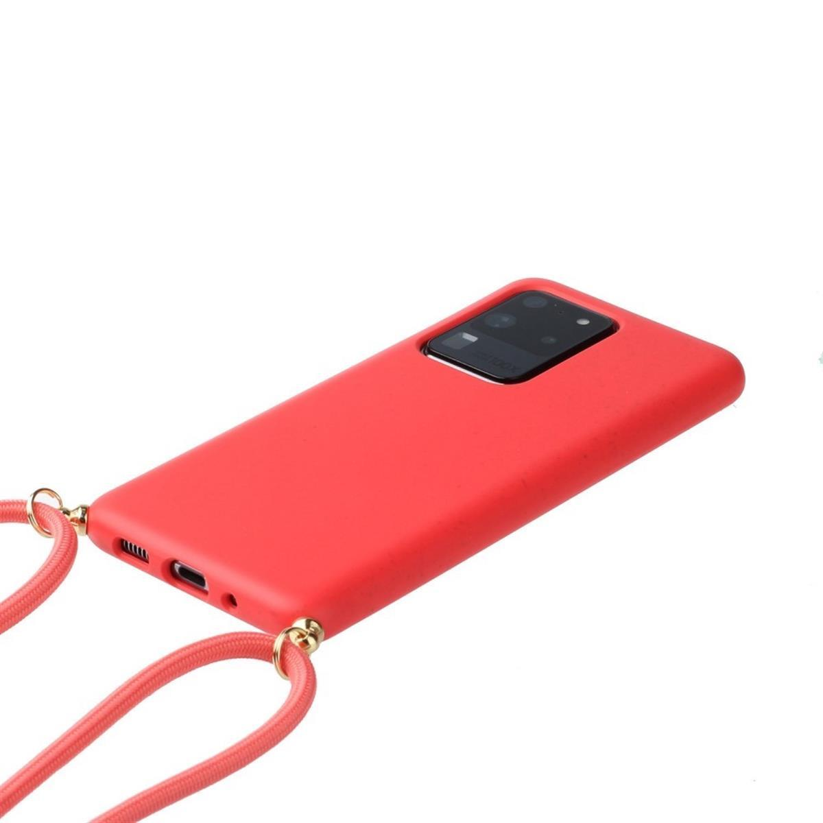 S20 Kordel, [6,9 COVERKINGZ Handykette Backcover, Samsung, Galaxy Zoll], Ultra mit Silikon verstellbarer Rot