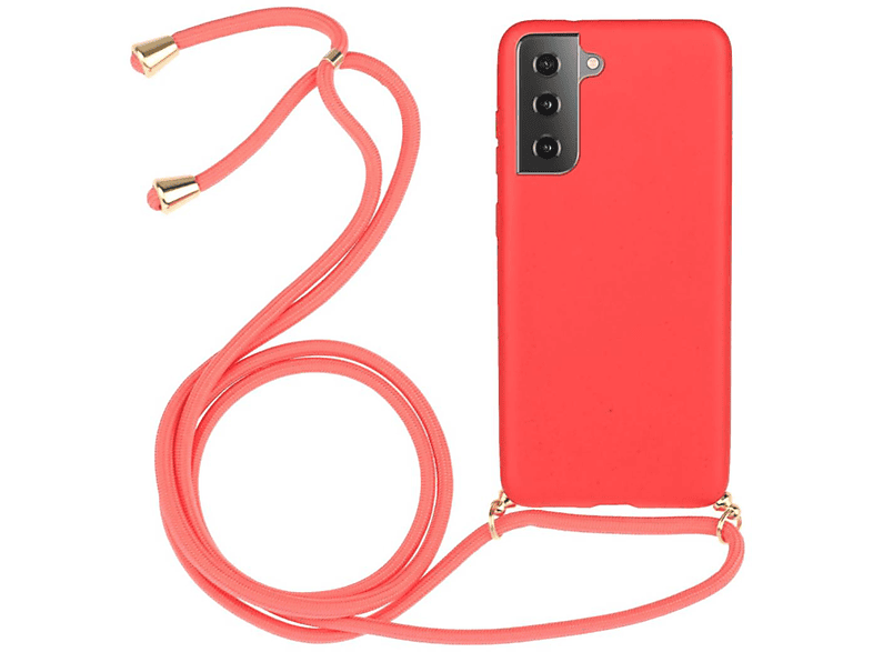 COVERKINGZ Silikon Handykette mit verstellbarer Kordel, Backcover, Samsung, Galaxy S21+ [Plus], Rot