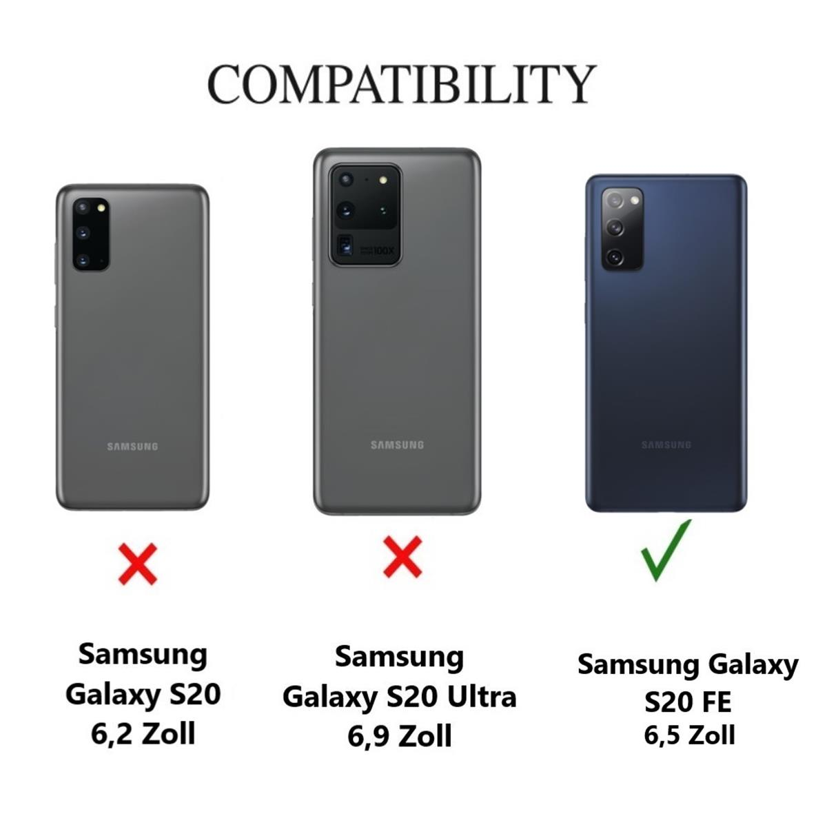 Samsung, FE, verstellbarer Galaxy Kordel, mit COVERKINGZ S20 Backcover, Handykette Silikon Grün