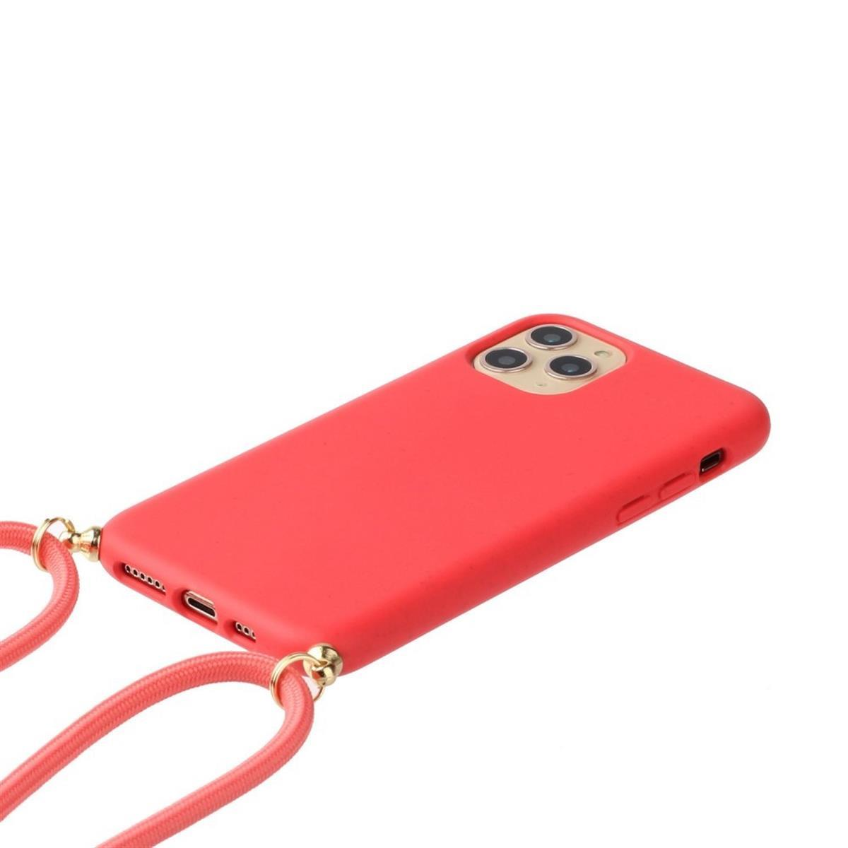 COVERKINGZ Silikon Apple, iPhone Backcover, mit [6,1 13 Pro Zoll], Kordel, verstellbarer Handykette Rot