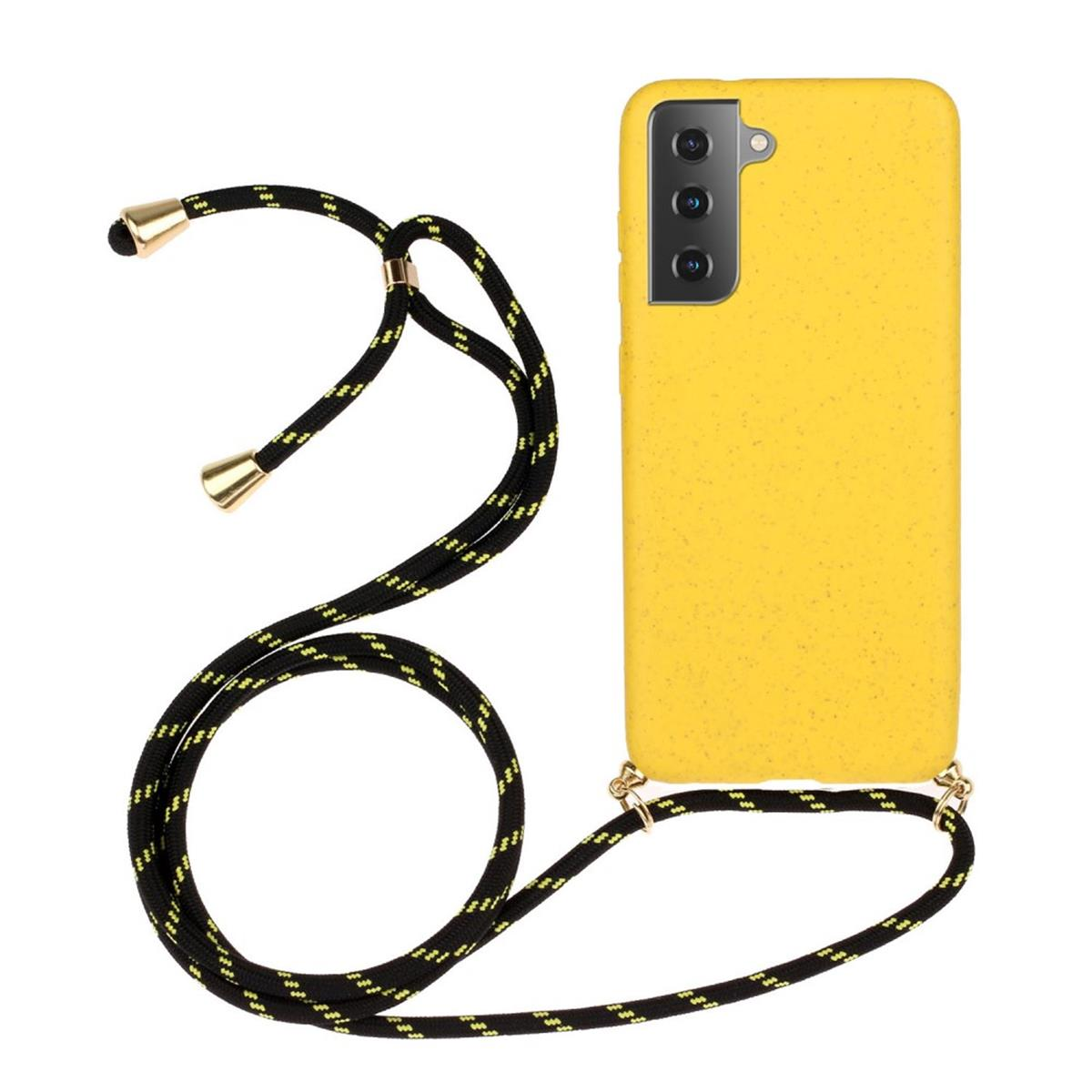 Gelb verstellbarer Silikon S21 Backcover, Samsung, Handykette 5G, mit COVERKINGZ Galaxy Kordel,