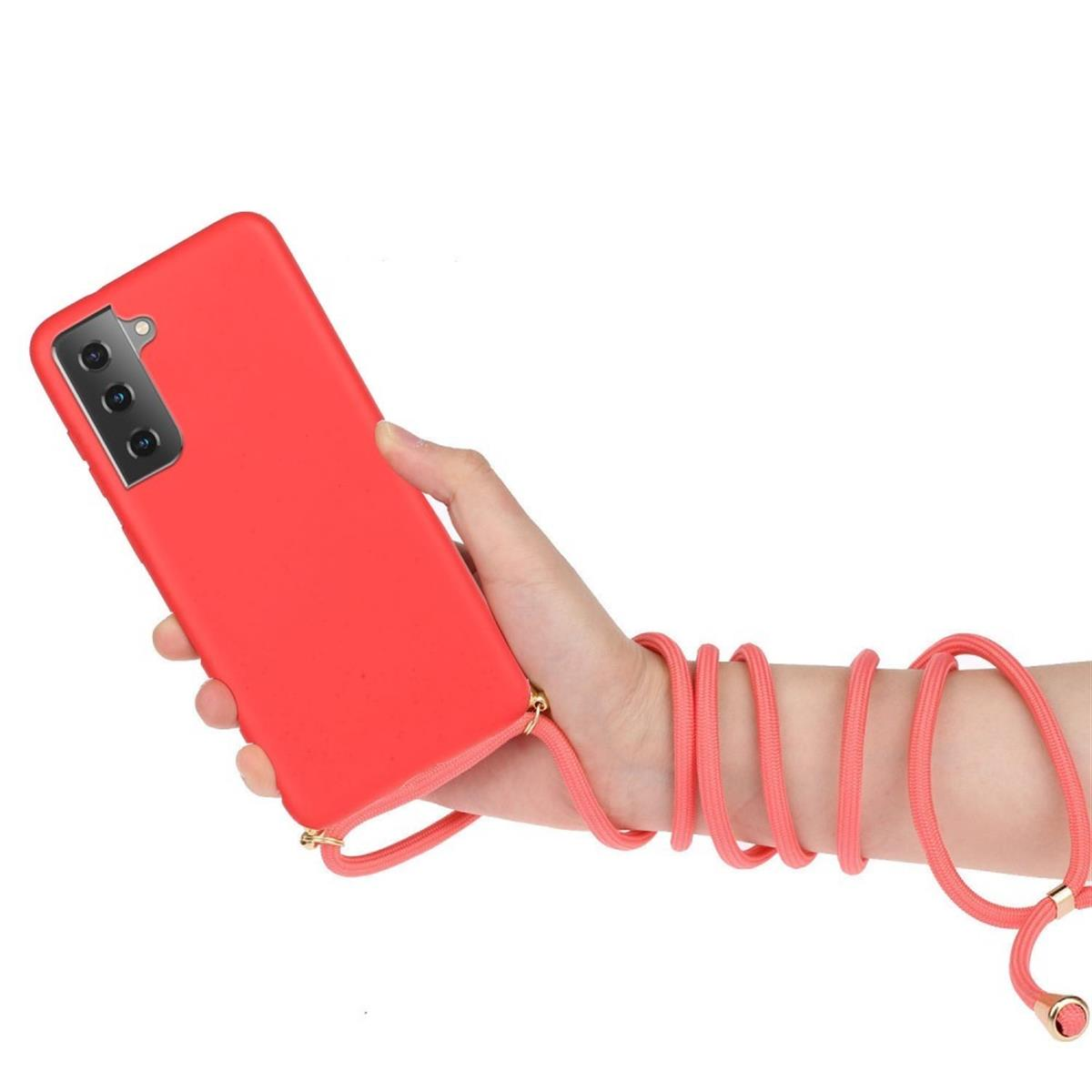 Backcover, Silikon Rot mit Galaxy Samsung, Kordel, [Plus], COVERKINGZ Handykette verstellbarer S21+