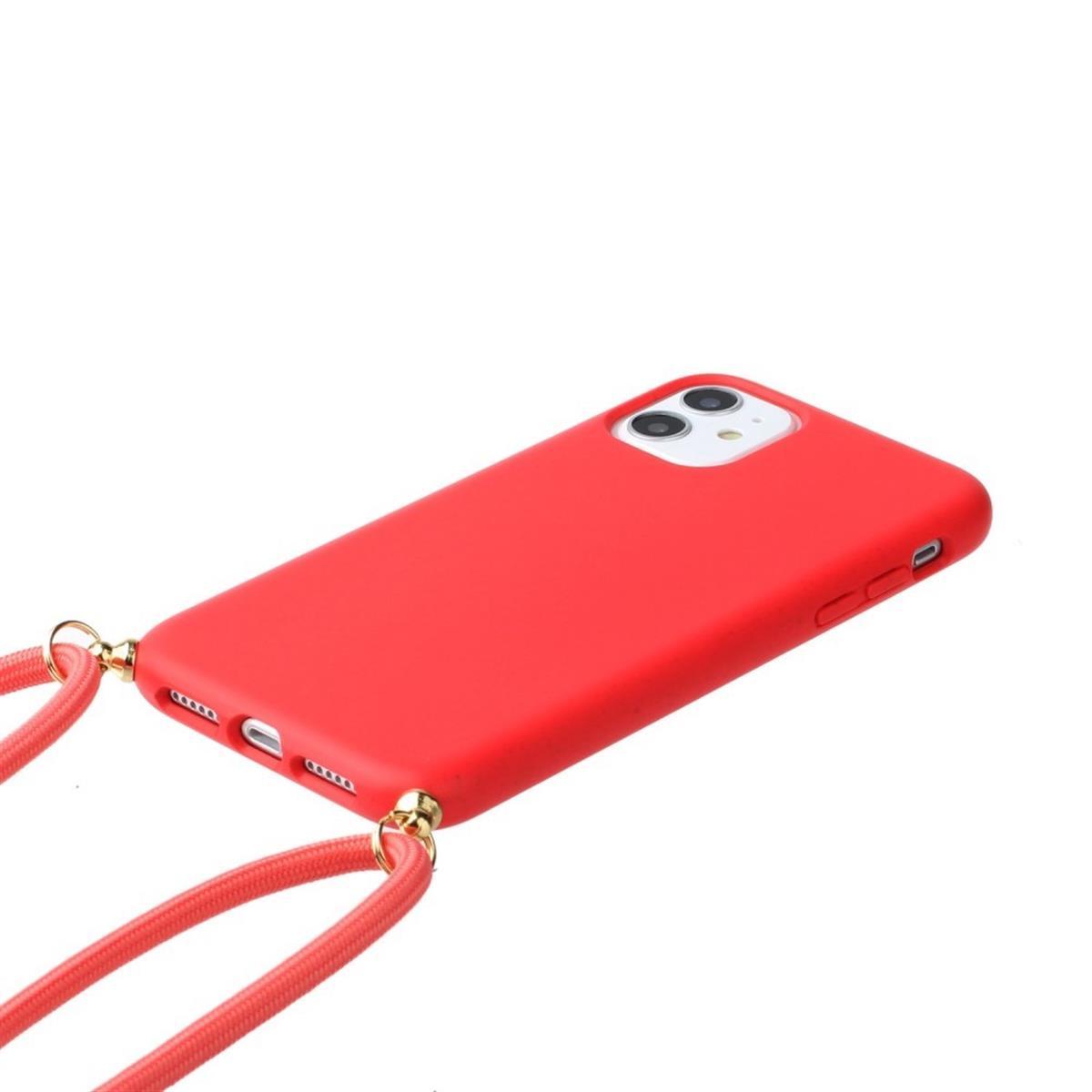 iPhone Silikon [6,1 Rot Handykette Zoll], COVERKINGZ Kordel, 11 Apple, mit verstellbarer Backcover,