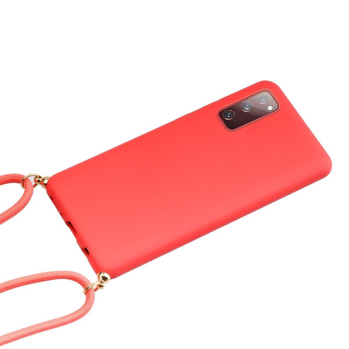 Galaxy COVERKINGZ Backcover, verstellbarer Kordel, S20 Samsung, Rot mit Silikon FE, Handykette