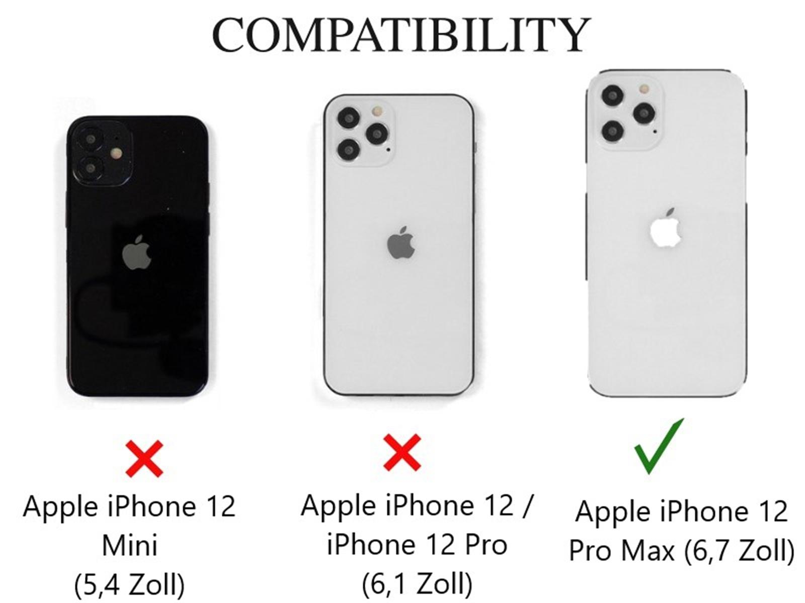 Kordel, Backcover, Silikon 12 iPhone Max, verstellbarer Apple, Schwarz Handykette COVERKINGZ mit Pro