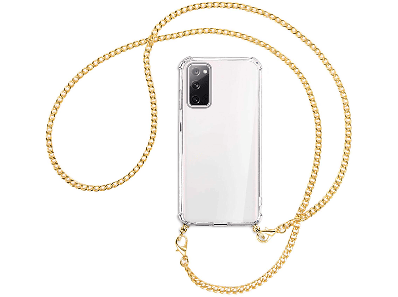 Kette MTB S20 Samsung, Galaxy (goldfarben) Backcover, mit FE, Umhänge-Hülle Metallkette, MORE ENERGY