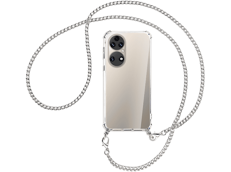 Backcover, Umhänge-Hülle Huawei, (silberfarben) mit P50, MTB MORE Kette Metallkette, ENERGY