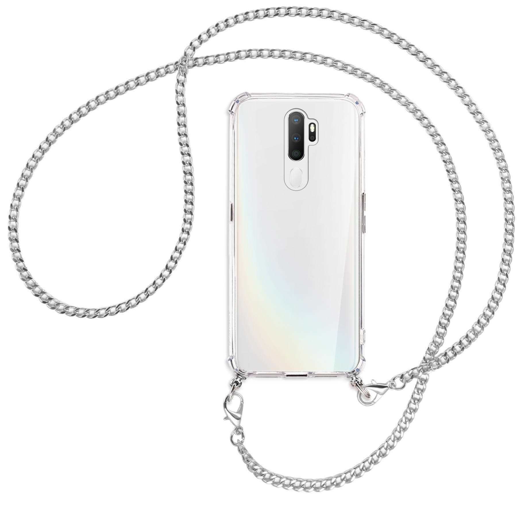 A5 MTB Oppo, MORE 2020, Backcover, Umhänge-Hülle mit (silberfarben) 2020, A11x, Metallkette, ENERGY Kette A9