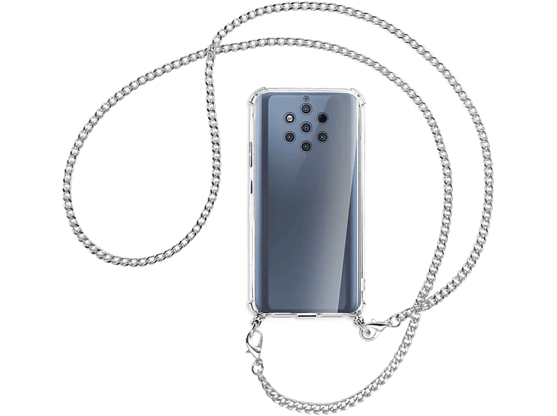 Backcover, Umhänge-Hülle Metallkette, 9 (silberfarben) Nokia, MORE PureView, Kette MTB mit ENERGY