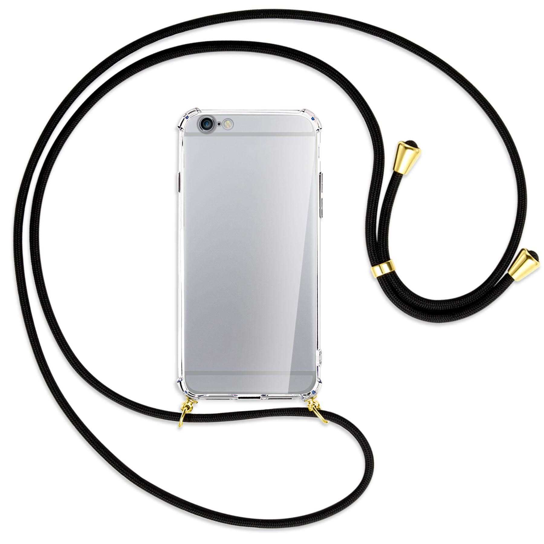 MTB MORE iPhone / Umhänge-Hülle Schwarz iPhone Gold Backcover, 6, mit Apple, Kordel, 6S, ENERGY