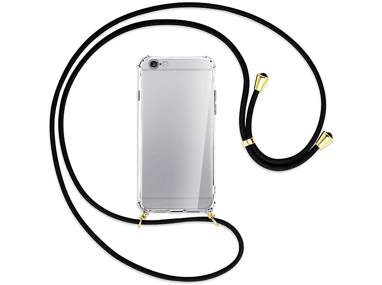/ mit Backcover, Umhänge-Hülle Schwarz MTB 6, Gold Kordel, MORE ENERGY iPhone 6S, Apple, iPhone