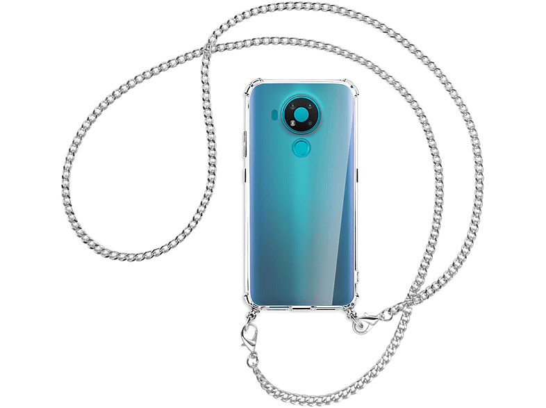 MTB MORE (silberfarben) Backcover, Nokia, mit Kette Umhänge-Hülle ENERGY 3.4, Metallkette