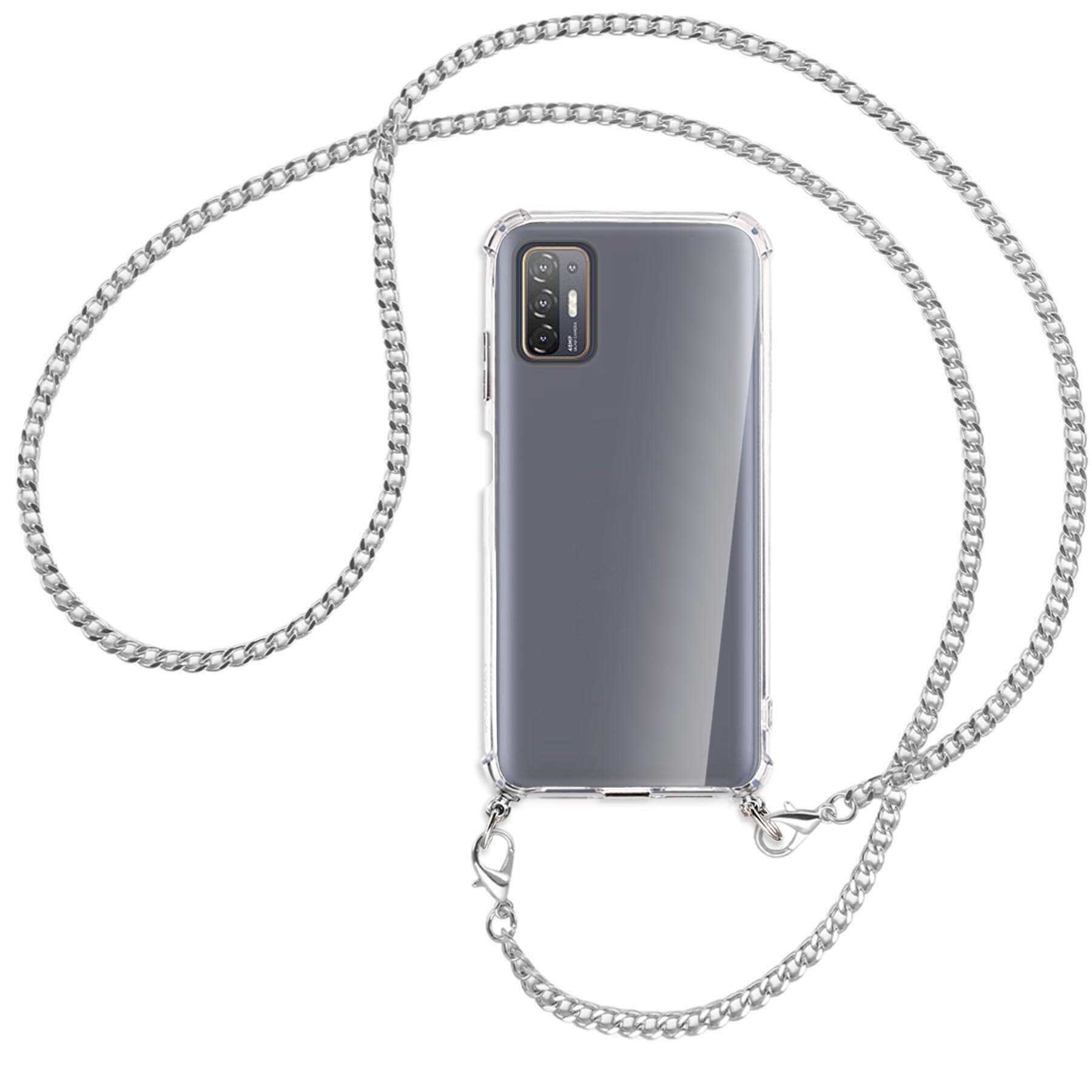 HTC, mit Kette 21 Pro MTB Metallkette, ENERGY Desire Umhänge-Hülle Backcover, 5G, MORE (silberfarben)