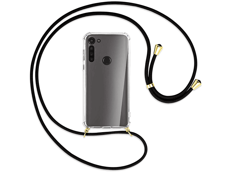 Gold Schwarz Backcover, ENERGY Umhänge-Hülle MTB / MORE Motorola, mit Kordel, G8, Moto