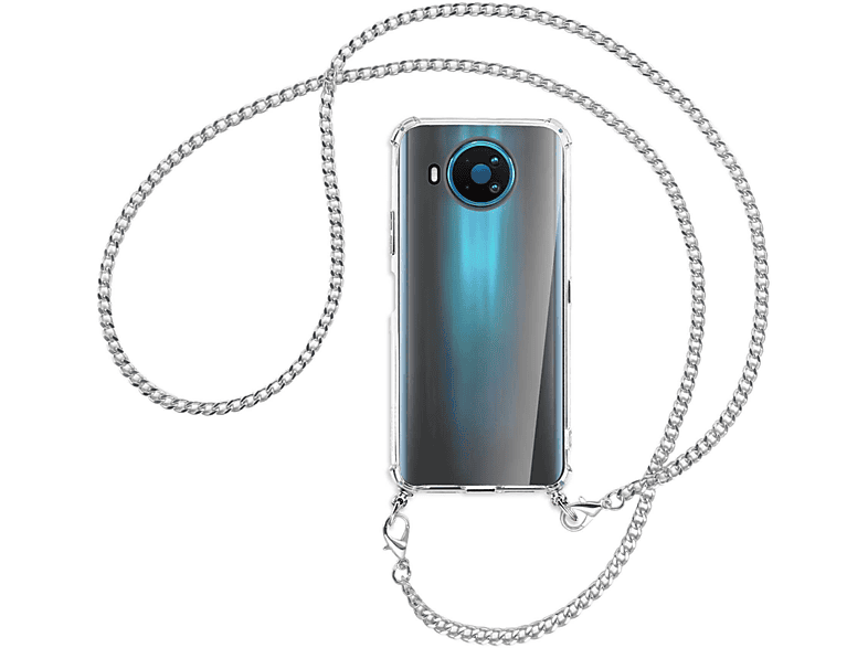 MTB MORE ENERGY Umhänge-Hülle (silberfarben) Kette Backcover, mit Metallkette, 8.3 5G, Nokia