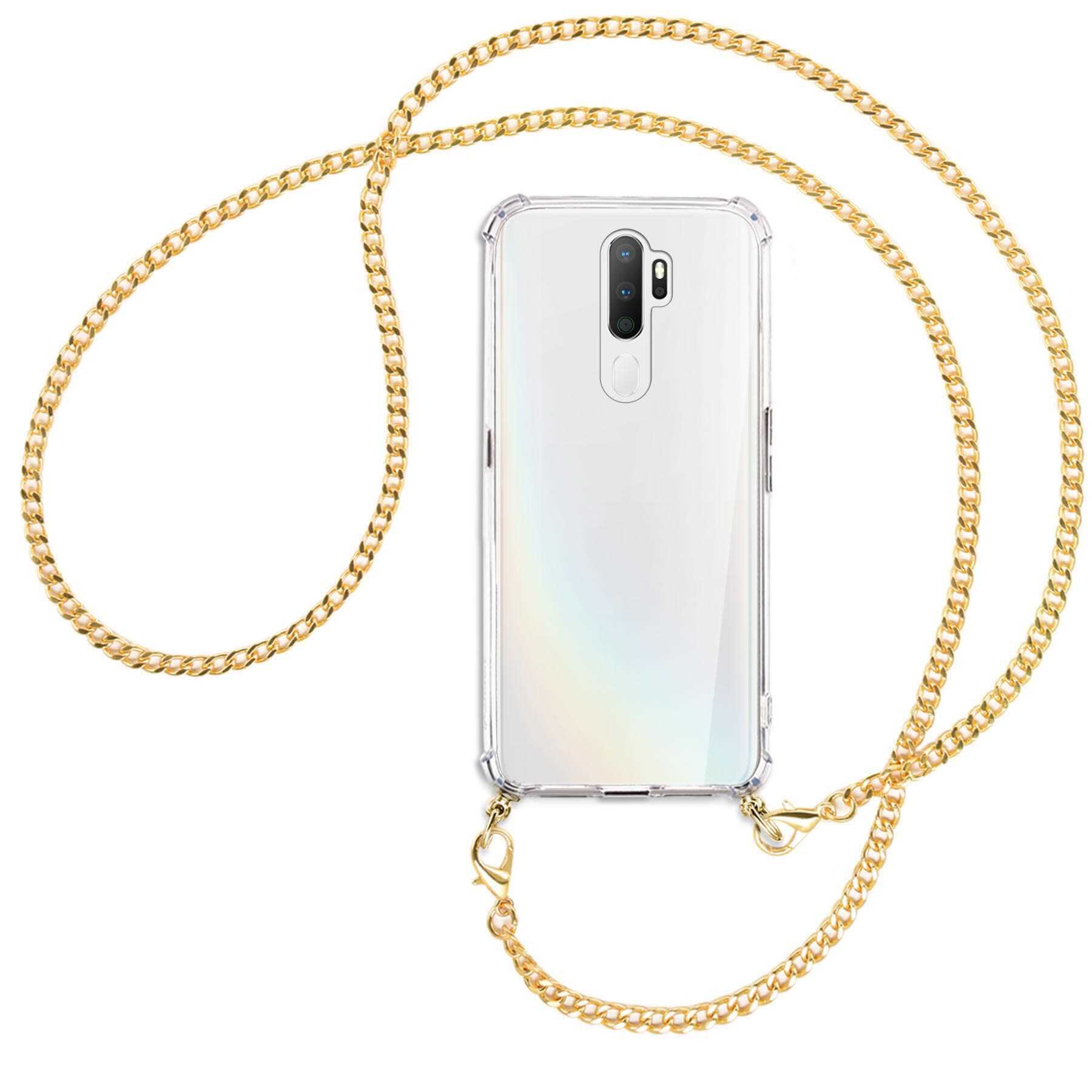 A9 Oppo, MORE mit 2020, 2020, MTB Backcover, (goldfarben) A5 A11x, Metallkette, ENERGY Kette Umhänge-Hülle