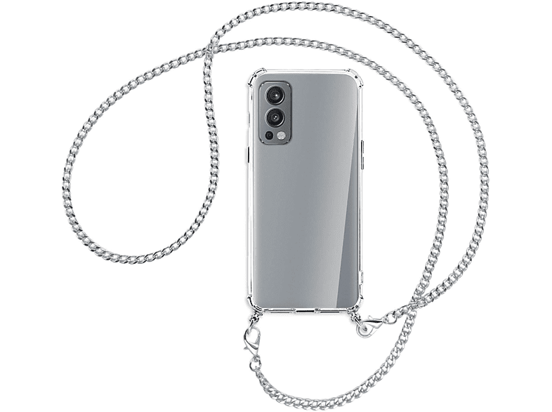 MTB MORE ENERGY Metallkette, Backcover, Kette 5G, mit Umhänge-Hülle (silberfarben) OnePlus, Nord2