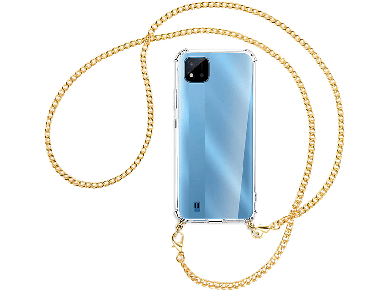 Kette mit Backcover, Metallkette, (goldfarben) Realme, MTB C11 ENERGY Umhänge-Hülle C20, MORE C20A, 2021,