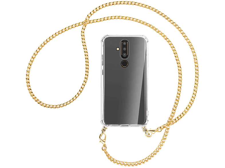 MTB MORE ENERGY Umhänge-Hülle X71, Backcover, Nokia, (goldfarben) Metallkette, mit Kette