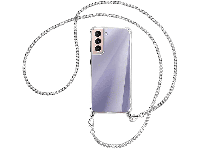 Samsung, S21, (silberfarben) Umhänge-Hülle Galaxy MORE Kette mit Backcover, ENERGY Metallkette, MTB