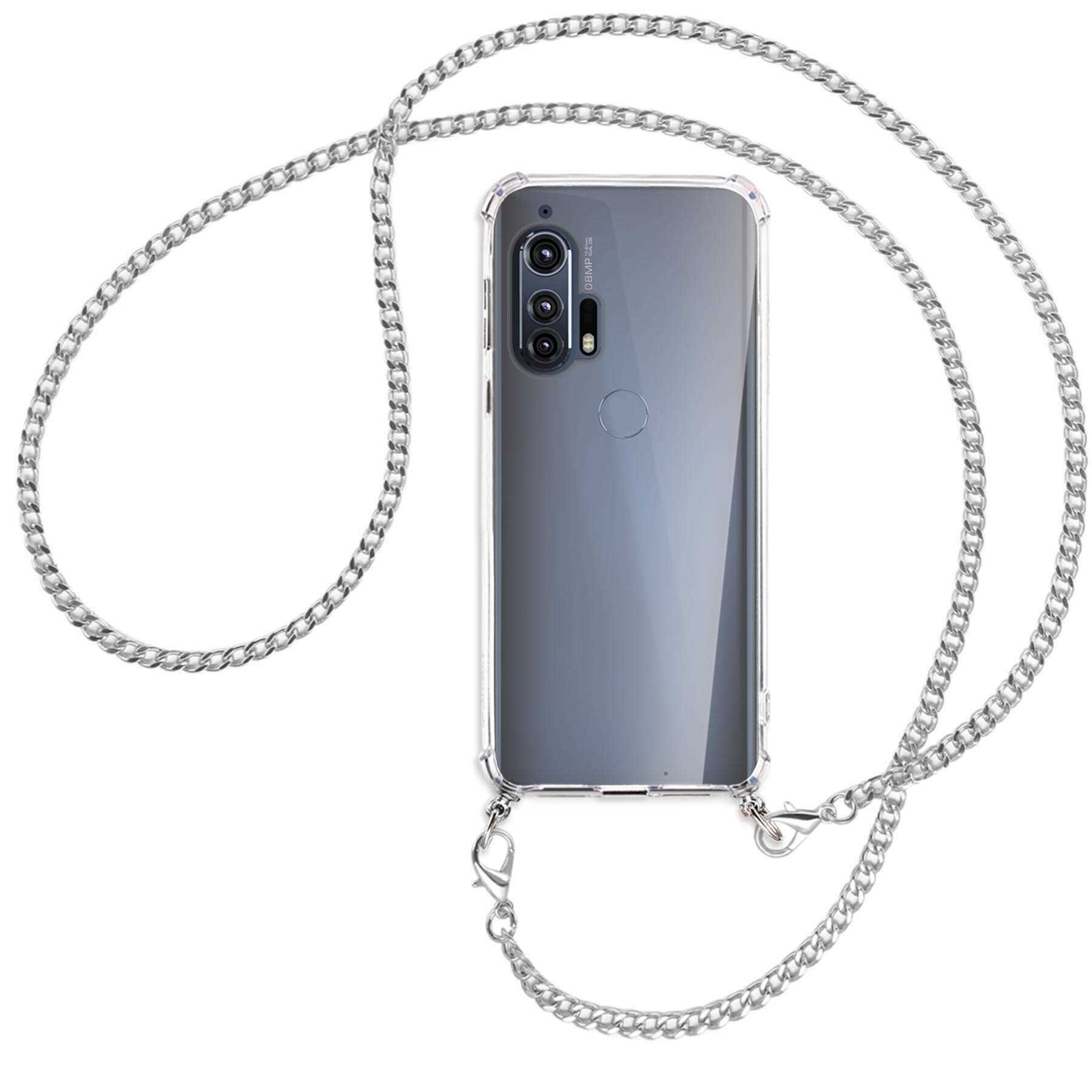 MTB MORE ENERGY Metallkette, Motorola, (silberfarben) Kette Umhänge-Hülle Backcover, mit 5G, EdgePlus