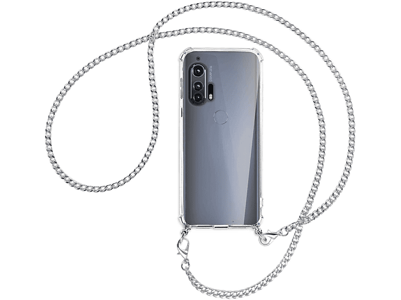 Backcover, MTB mit Umhänge-Hülle MORE Motorola, EdgePlus Metallkette, ENERGY 5G, Kette (silberfarben)