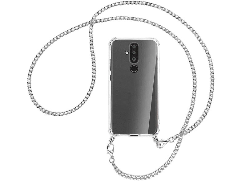 MTB MORE ENERGY Umhänge-Hülle Backcover, Nokia, Kette Metallkette, (silberfarben) X71, mit