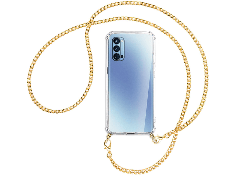 5G, Kette Metallkette, (goldfarben) MORE Backcover, MTB mit Umhänge-Hülle Oppo, ENERGY Pro Reno4