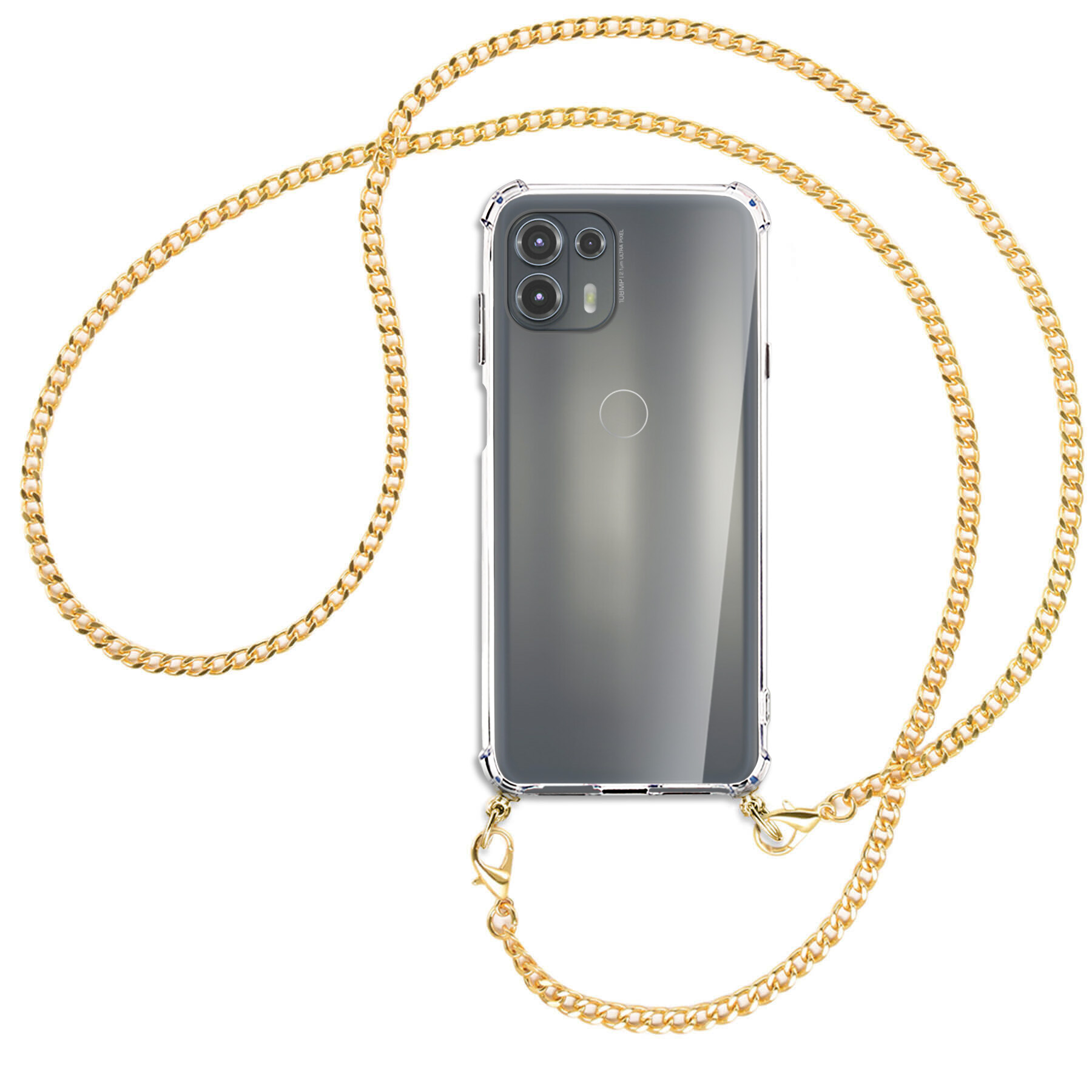 MTB MORE Metallkette, (goldfarben) Umhänge-Hülle ENERGY Motorola, mit Edge Backcover, Kette Lite, 20