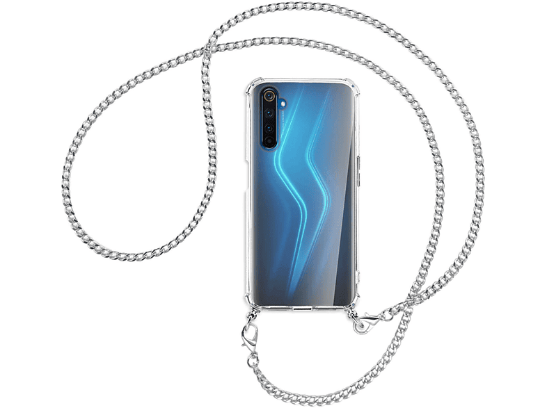 Realme, 6 (silberfarben) Metallkette, Backcover, ENERGY Umhänge-Hülle MORE Kette mit Pro, MTB