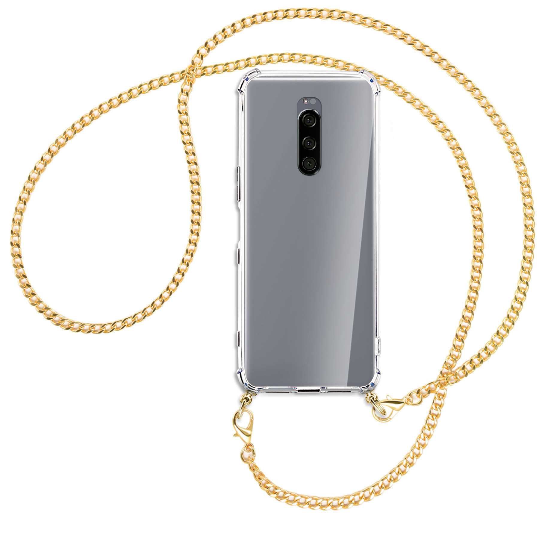 1, Umhänge-Hülle Kette Backcover, Xperia Sony, mit ENERGY MORE (goldfarben) MTB Metallkette,