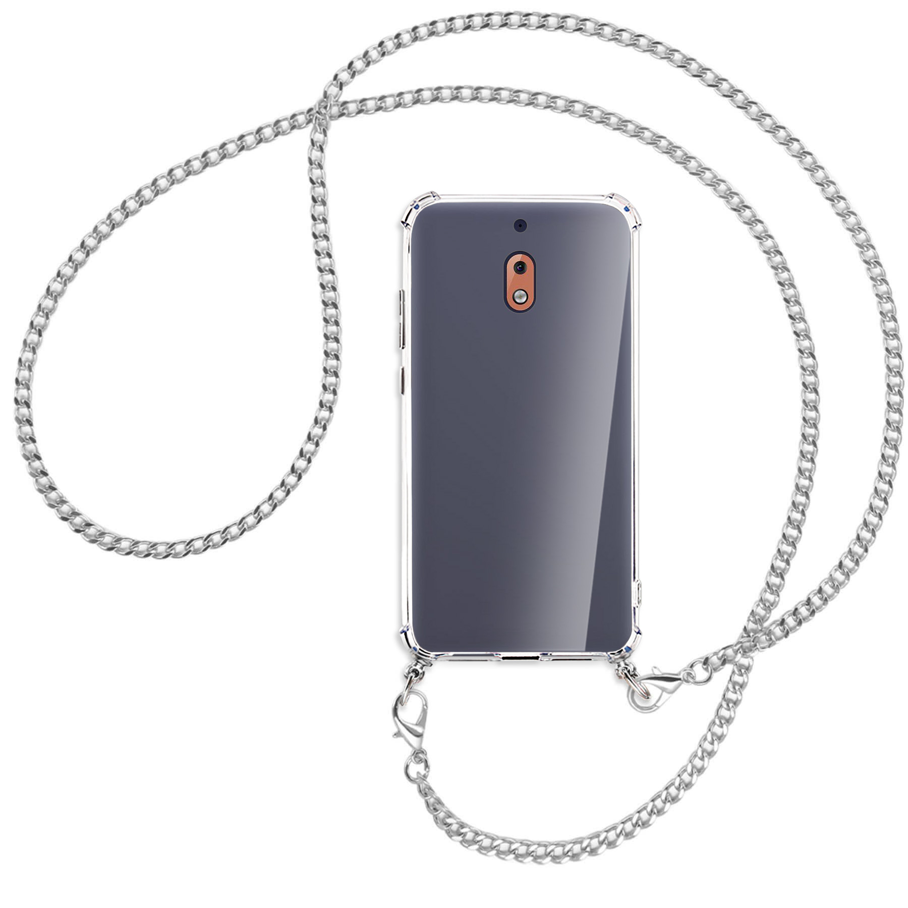 MTB MORE Umhänge-Hülle Kette Backcover, 2.1, ENERGY Nokia, mit (silberfarben) Metallkette