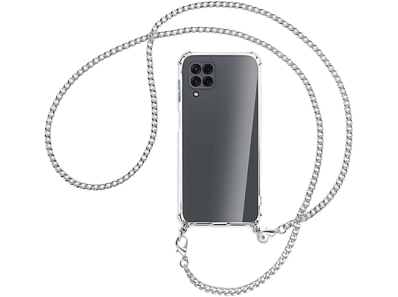 MTB MORE Galaxy Samsung, Galaxy 4G, (silberfarben) Metallkette, Backcover, ENERGY Umhänge-Hülle mit Kette M32 M22 4G
