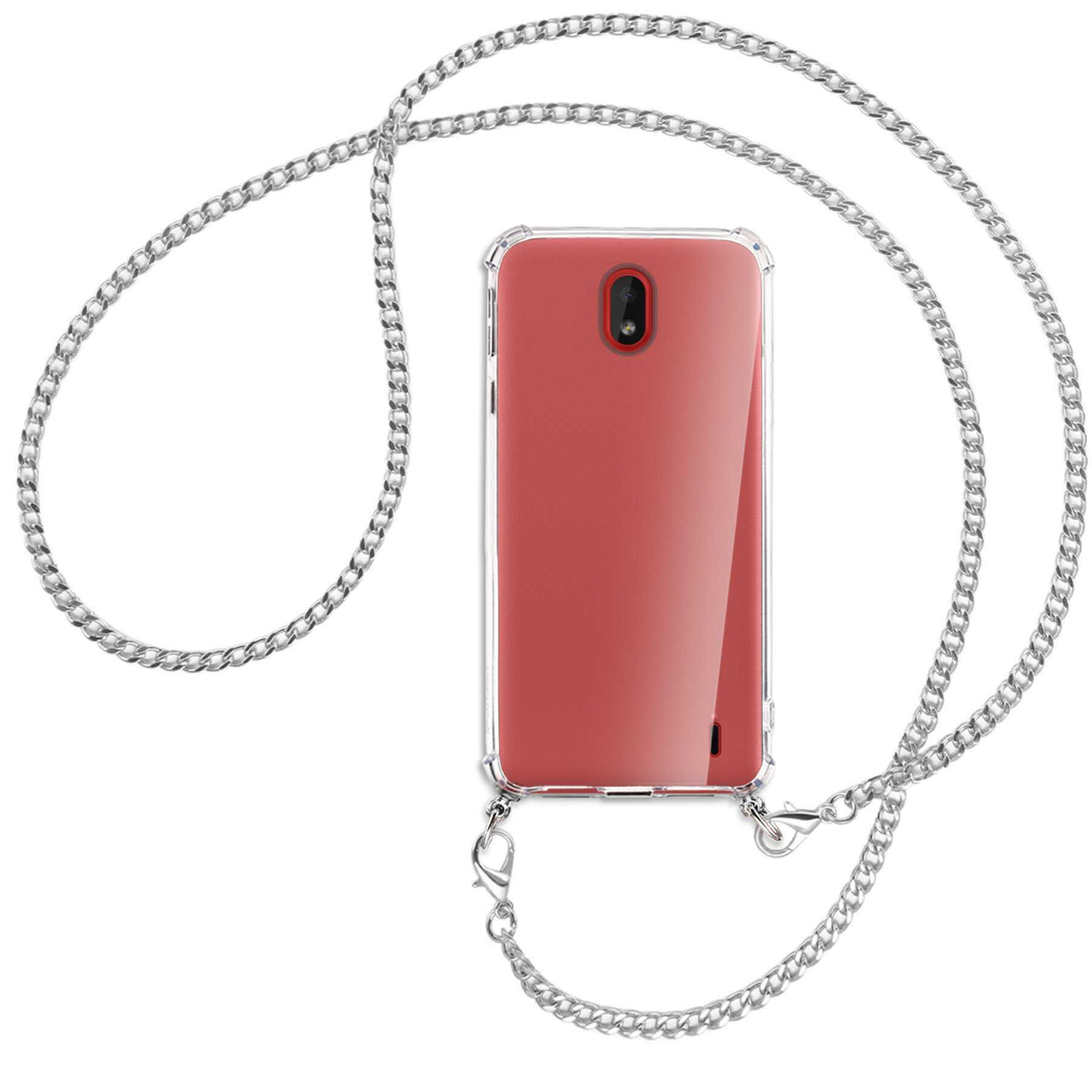 MTB Backcover, mit ENERGY MORE Plus, 1 Nokia, Umhänge-Hülle Metallkette, (silberfarben) Kette
