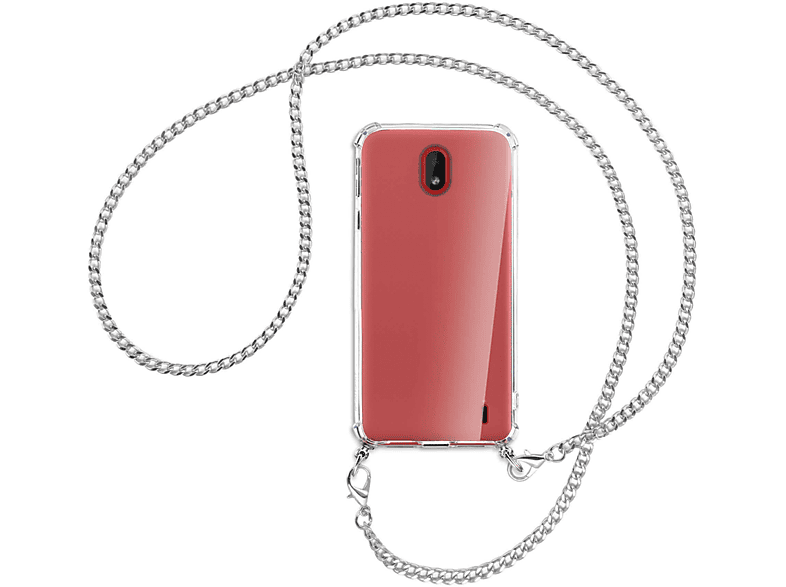 MTB Backcover, mit ENERGY MORE Plus, 1 Nokia, Umhänge-Hülle Metallkette, (silberfarben) Kette