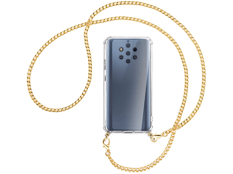 MTB MORE mit Backcover, Nokia, 9 Kette PureView, ENERGY (goldfarben) Metallkette, Umhänge-Hülle